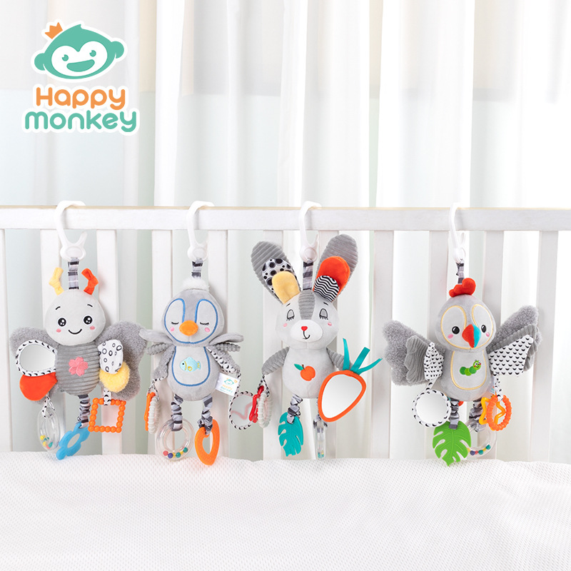 Happy monkey Baby Comfort Toy, infant lathe hanging rattle, bed bell, Newborn Intelligence gift details Picture
