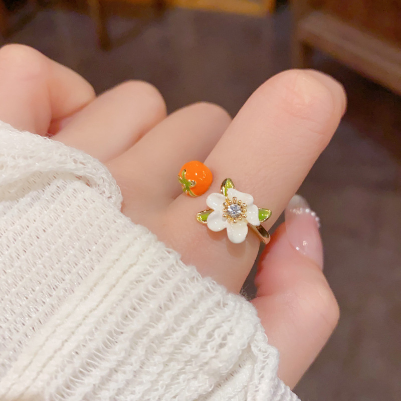 Exquisite, fashionable, fresh and elegant floral open-top ring, feminine, light luxury, sweet and versatile index finger ring wholesale Specification image