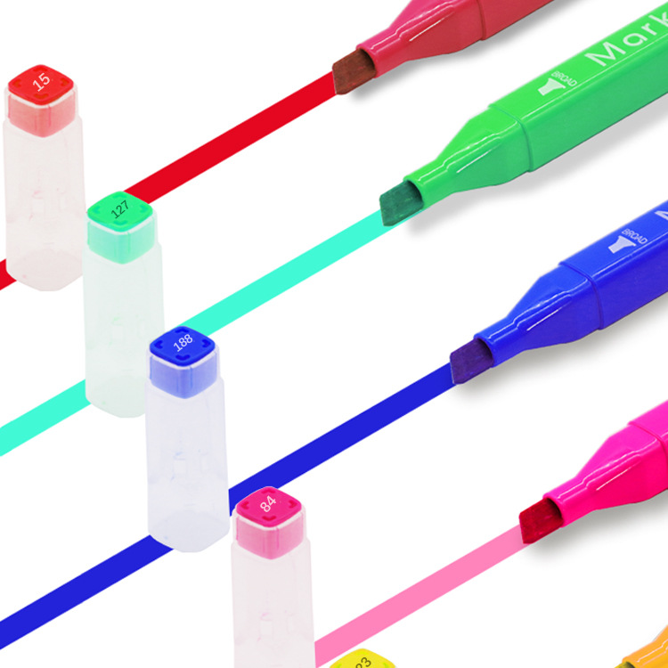 24-color non-toxic and washable marker pen square handle children's double-pointed marker pen set Specification image