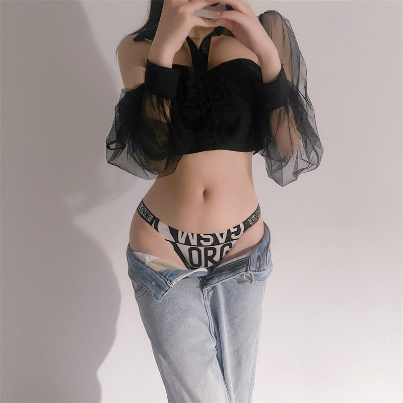 New rubberized printed women's underwear with T-shaped horizontal straps, sexy and seamless swimming fabric, comfortable and breathable for women, 17493 Application Scenario