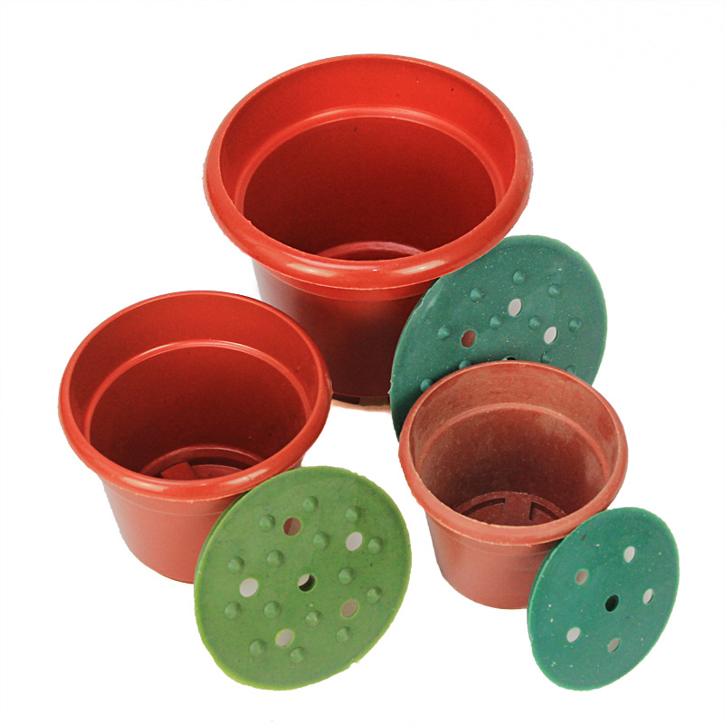 仿真塑料花盆 清明节绢花配套红色硬花盆10-17cm口径可加盖子花篮