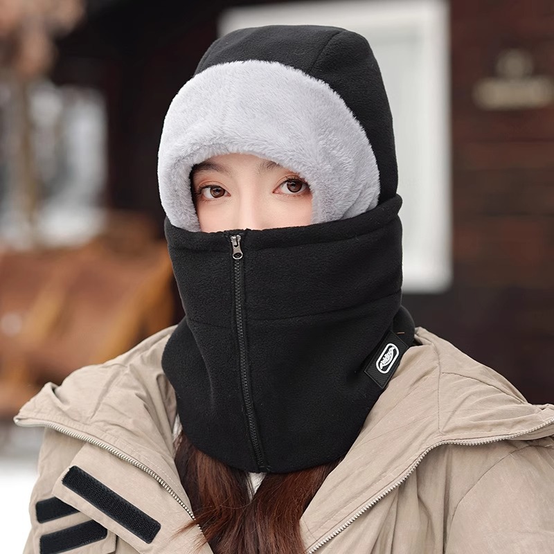 Winter windproof and cold-proof cycling face mask and scarf integrated men's and women's cycling full face warmth plush head cover details Picture