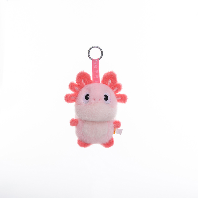 A grey totoro wearing a wizard hat and a red horned dragon plush toy AI star Man AI toy Item Picture