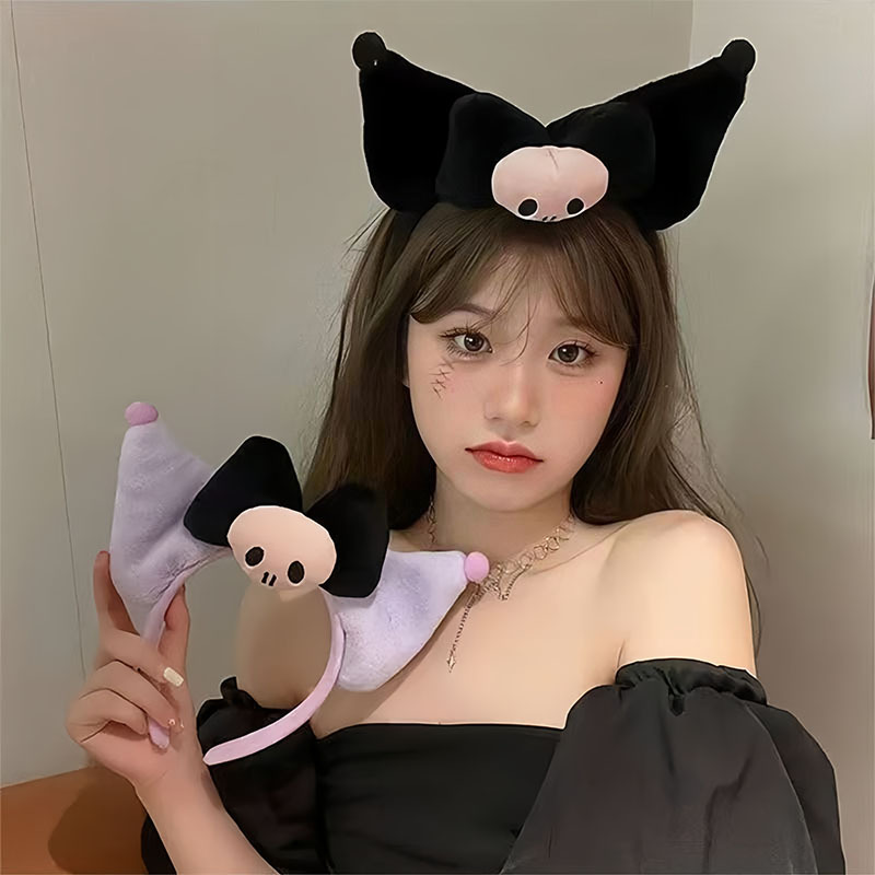 Halloween Skeleton Kulomi hairband for washing face and tying hair, cute style, broken hair, bow, plush headwear, no damage to hair Specification drawing