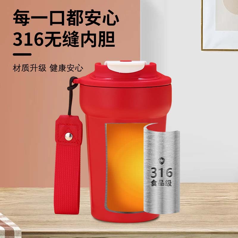 316 stainless steel insulated octagonal cup, high appearance level, straw design, women's portable anti-scald water cup for car, office and outdoor use details Picture