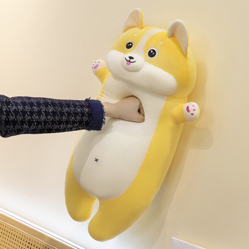 Cross-border cute long cartoon Corgi plush toy pillow, soft and adorable peach-bottomed girl bed companion doll gift details Picture
