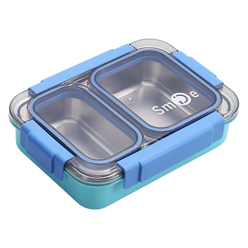 304 stainless steel independent sealed 2-compartment lunch box, leak-proof lunch box for office and student cafeteria, insulated lunch box Item Picture