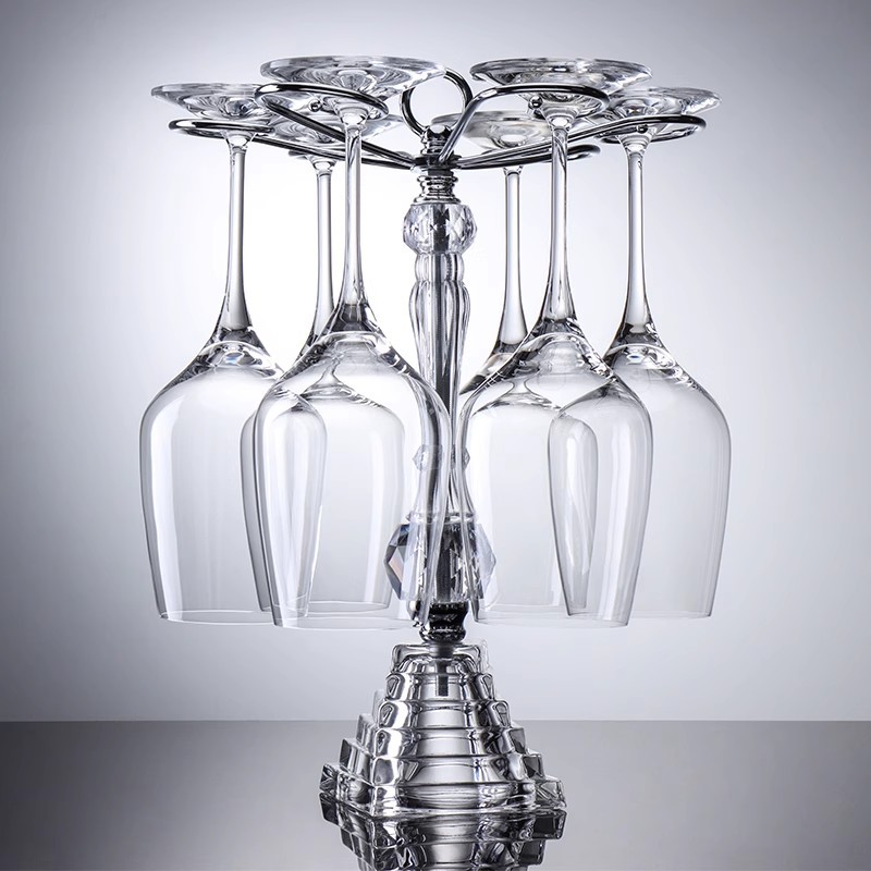 进口水晶酒杯架悬挂倒挂摆件桌面家用轻奢高档简约高脚杯置物架子