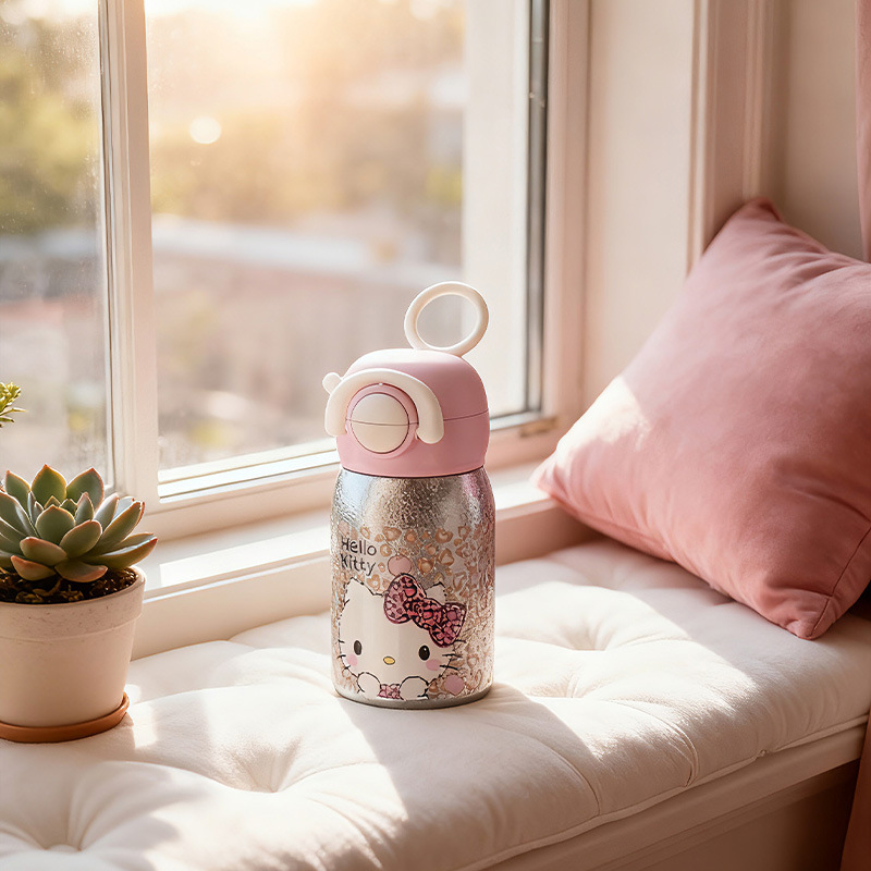 hellokitty Titanium Cup, pure titanium insulated cup, ladies' straw water cup, mini portable pocket cup, gift box set Item Picture