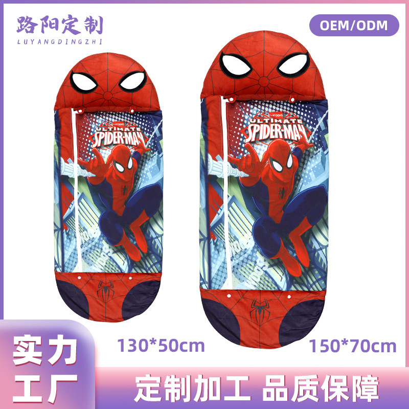 Spider-man throw pillow sleeping bag, size print, children's customized cross-border cartoon storage, children's style, trendy cartoon