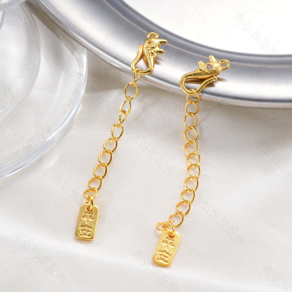 Copper-plated 18k traditional sand gold color retention fortune brand extension chain bracelet, pearl necklace, clasp, DIY jewelry accessories