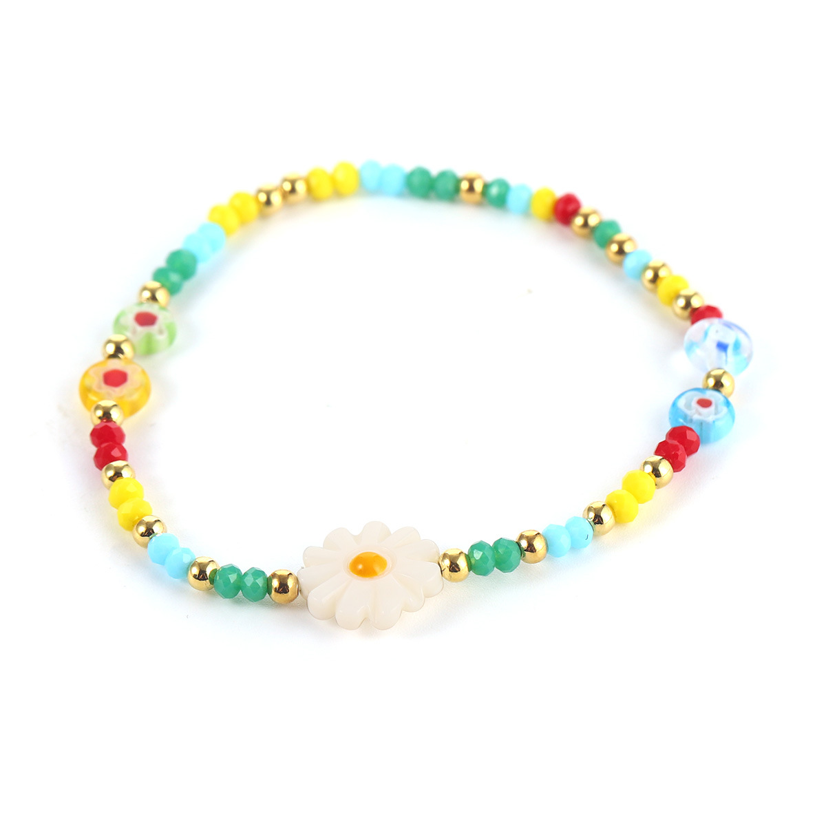 Summer dopamine heart-shaped flower beaded InS-style niche smiley face emoji simple and sweet bracelet for women Item Picture