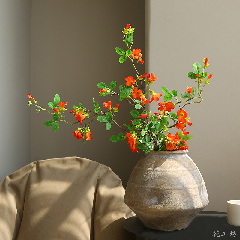 仿真花单枝牵牛花中式客厅餐桌玄关装饰摆件假花橱窗背景花束摆设