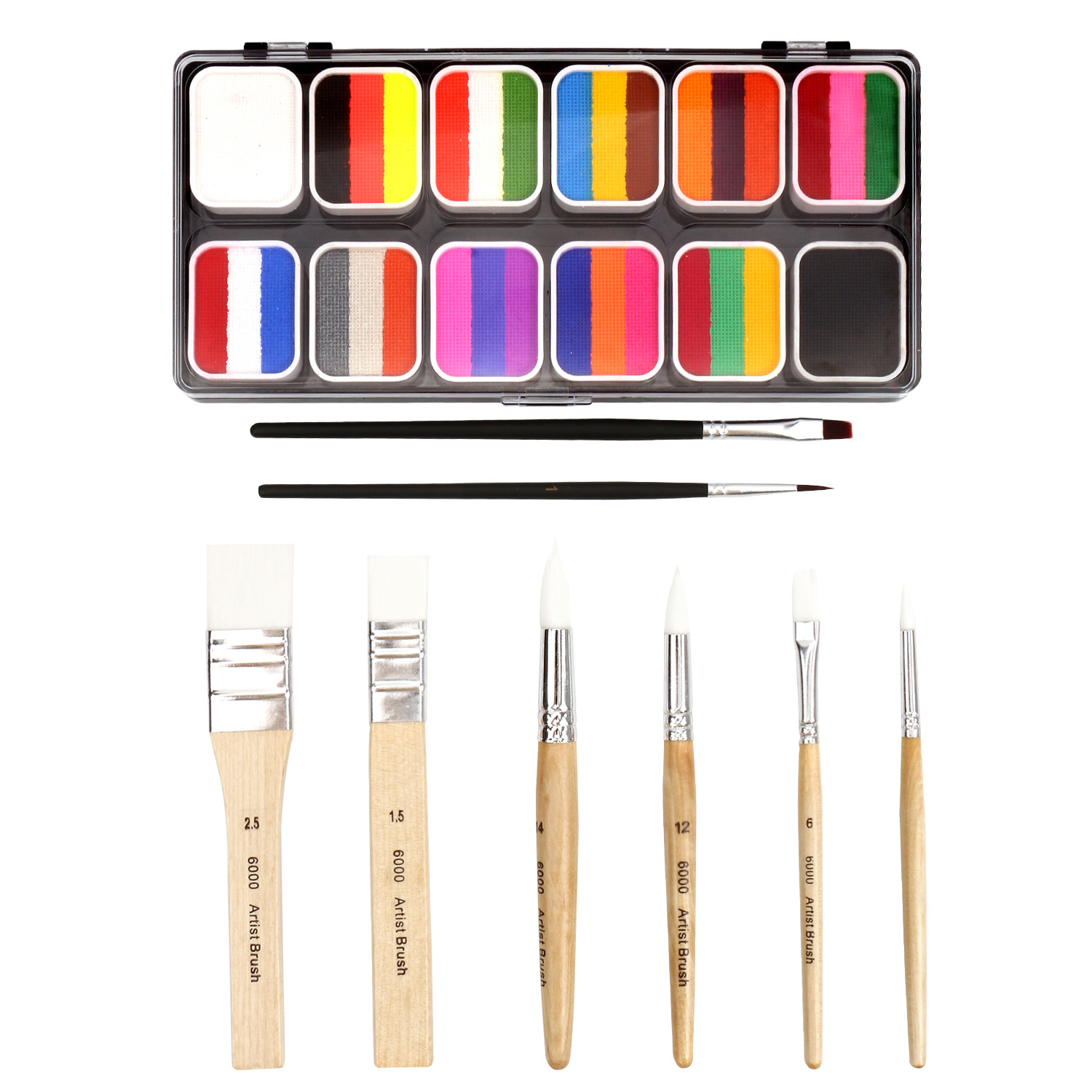 Cross-border water-soluble face color set: 12 multi-color body painting paints, children's face painting, opera face color Item Picture