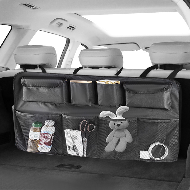 Oxford cloth car trunk storage bag, car seat storage bag, hanging multi-functional seat back mesh bag details Picture