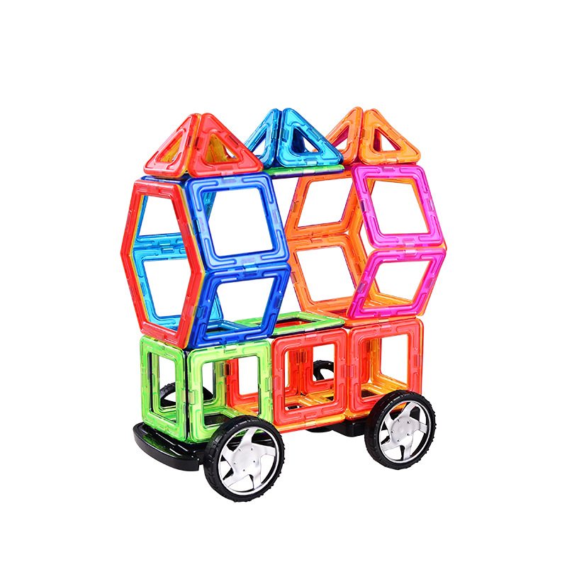 118pcs bucket set of children's educational magnetic sheet building blocks, magnetic assembly toys for boys and girls, birthday gifts Item Picture