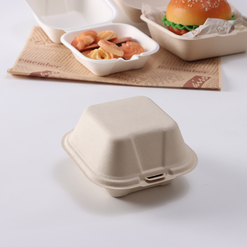 Disposable pulp lunch boxes, hamburger boxes, degradable packing lock boxes, bento boxes, desserts and cakes are sold wholesale online Specification image