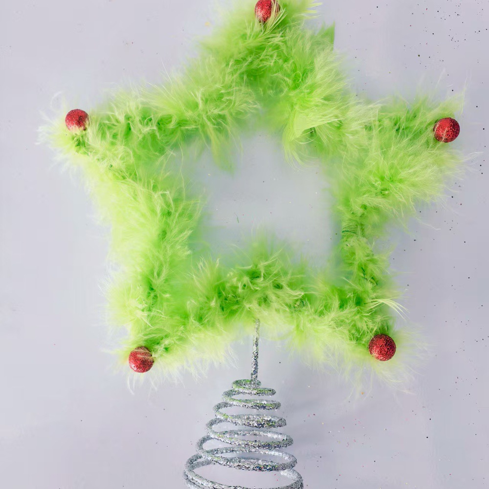 Cross-border 2025 New Christmas tree top Star Decorative Gift, ironwork five-pointed star wool strip ornament, MAO MAO Item Picture