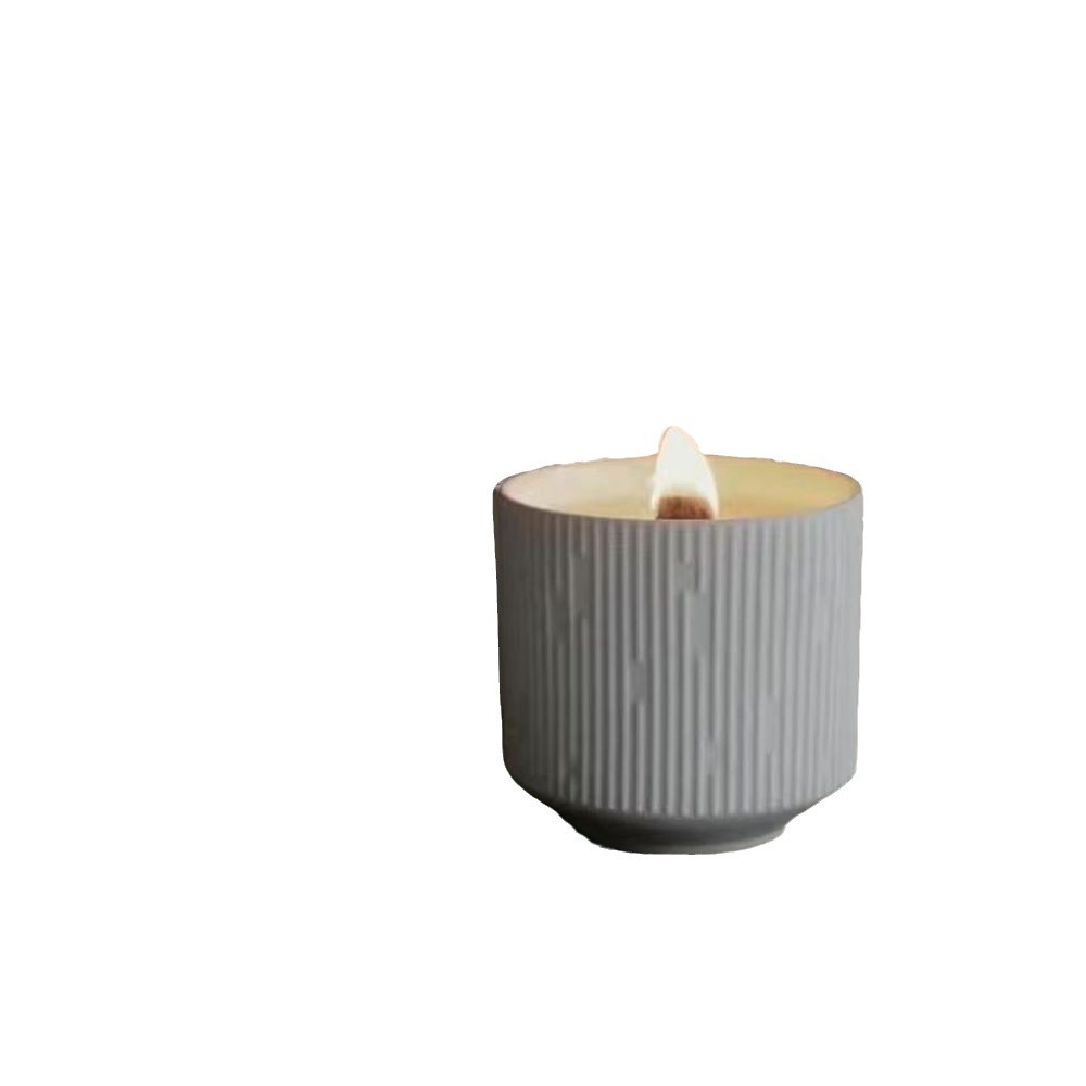 Wholesale of home ceramic striped bedroom room, Christmas smokeless aromatherapy essential oil, wooden core candles, wax candles and incense candles Item Picture