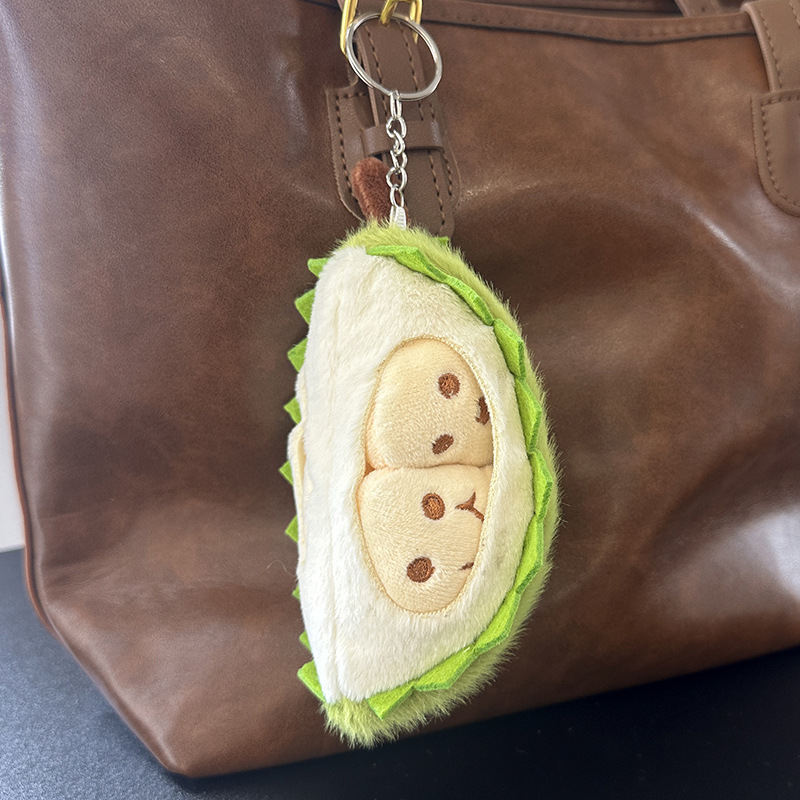 Creative fruit durian plush toy pendant, student backpack pendant, keychain, children's festival gift doll details Picture