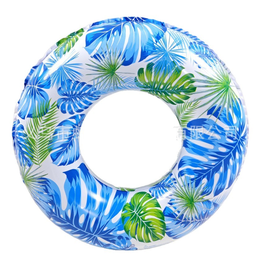 Hongyu's new water inflatable swimming ring, double-sided blue maple leaf printed, is a popular inflatable life buoy sold directly by the manufacturer Item Picture