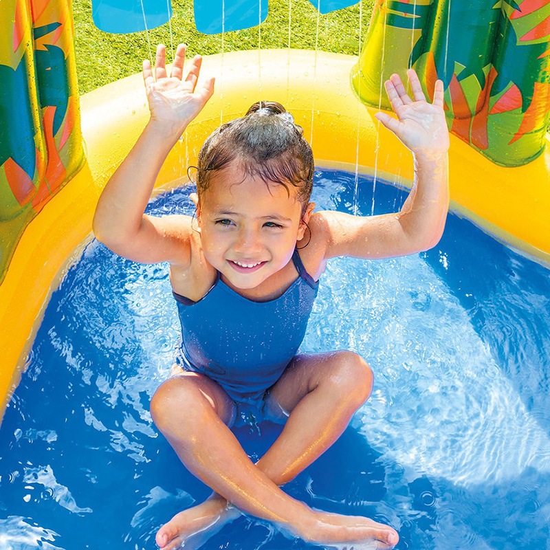 INTEX57444 Dinosaur Volcano Slide Park Pool Children Inflatable Swimming Pool Bath Pool Water Play Thickened Sandpit Application Scenario