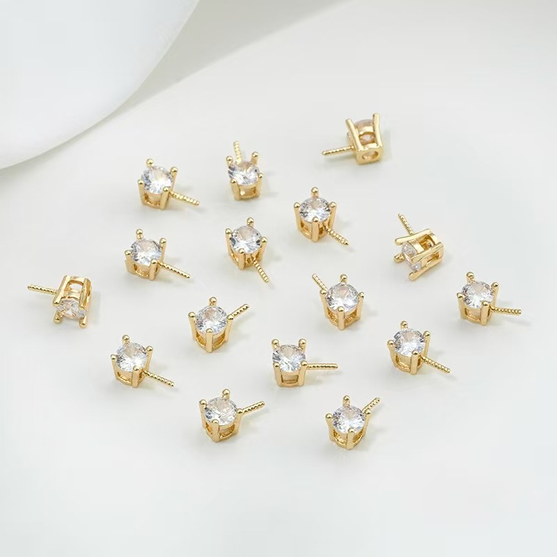 DIY hand-stuck pearl jewelry accessory decoration, 18K gold-plated Princess Diana single zirconium bead needle empty tray bead separator pendant Specification image