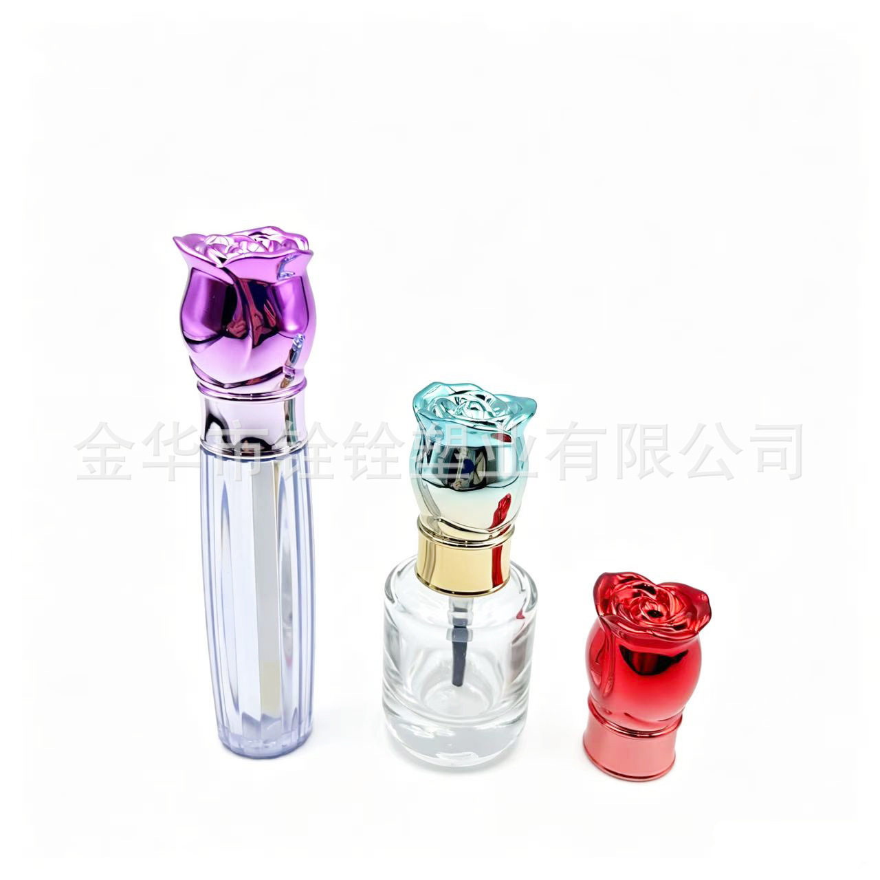 N321 Nail Polish cap Rose flower gradient UV color series nail polish cap Lip gloss cap Cosmetic packaging material cap Specification image