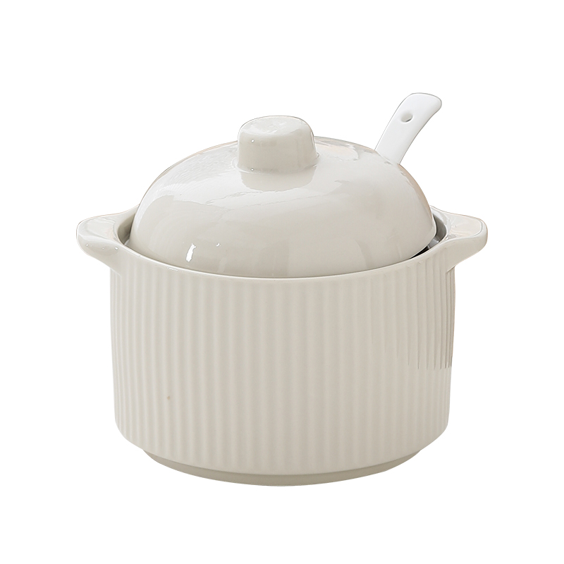 双耳炖盅带盖加厚专用碗土瓦罐一人汤盅煲汤小炖盅陶瓷厂家批发白底实物图