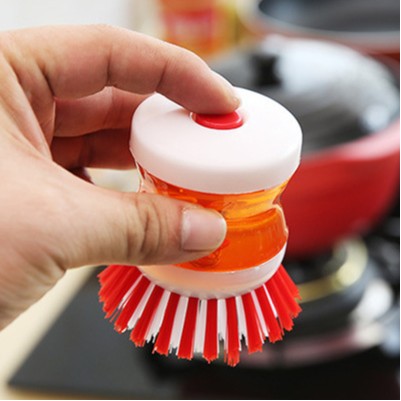 Kitchen pot washing brush, automatic hydraulic pot brush, press and add liquid brush, decontamination and cleaning brush, dishwashing brush with detergent added
