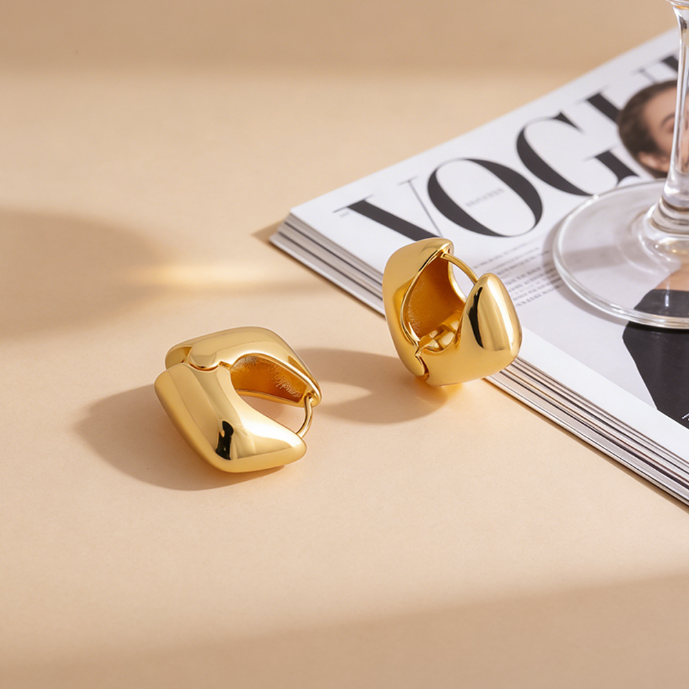 跨境新款耳扣椭圆形耳环女新款欧美风时尚铜电镀耳扣时尚百搭耳饰