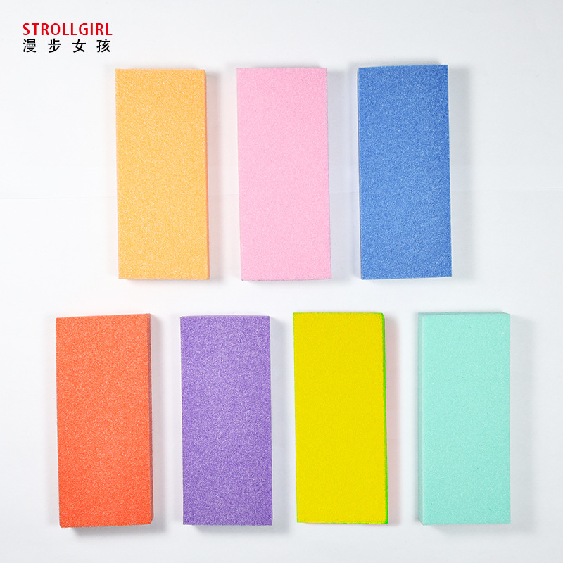 高弹豆腐块薄款双面磨砂指甲锉打磨抛光块海绵美甲工具批发跨境产品图
