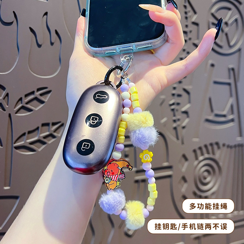 创意diy星星人公仔毛球串珠手机链条玩偶挂件手工包包钥匙扣挂饰产品图