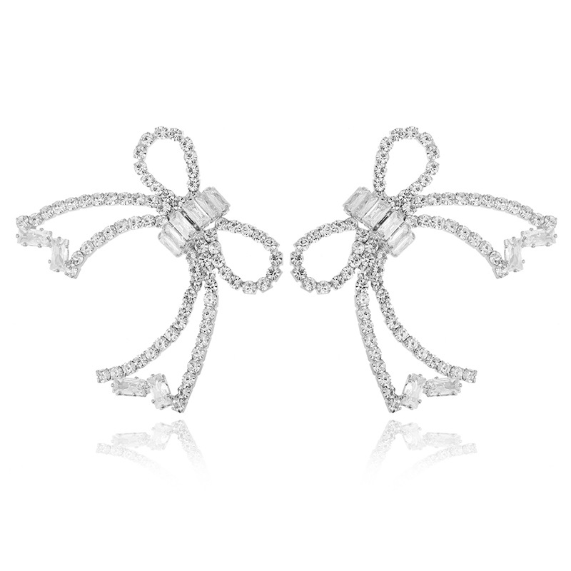 Bestsellers on AliExpress: Bow zircon Earrings, grand and luxurious rhinestone hollowed-out earrings, women 's accessories Earrings Item Picture