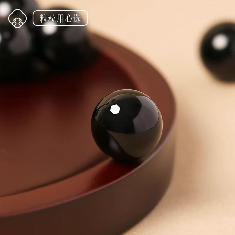 Collectible black obsidian bracelet, natural black obsidian beads, single-loop bracelet with loose beads, men's and women's styles Specification image