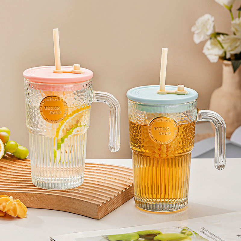 Glass cup with tea bin, high school girls' appearance level, tea-water separation, fruit tea cup, tea brewing cup, office large-capacity straw cup details Picture