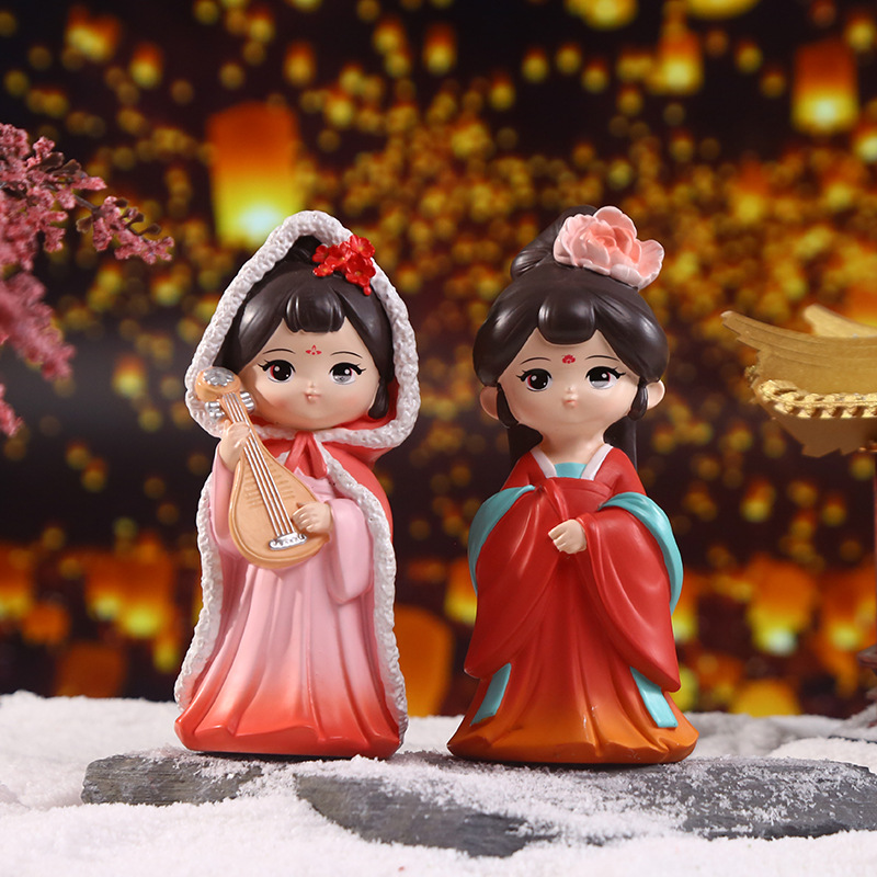 Cute ancient-style dolls, home and office desk ornaments, Hanfu figurines, resin princesses Application Scenario