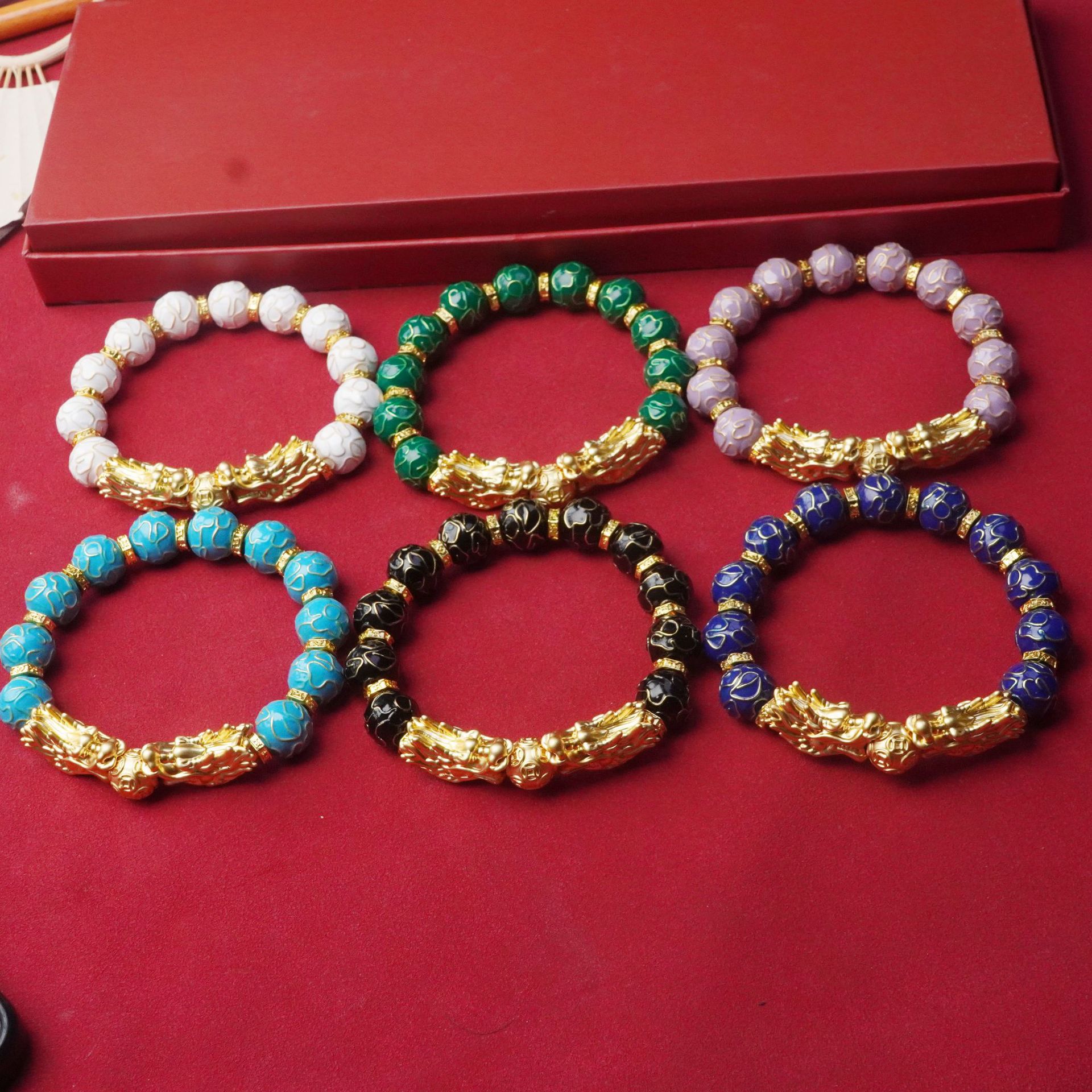 沙金貔貅掐丝珐琅繁花手串景泰蓝万花手工时尚手链女饰品配饰批发
