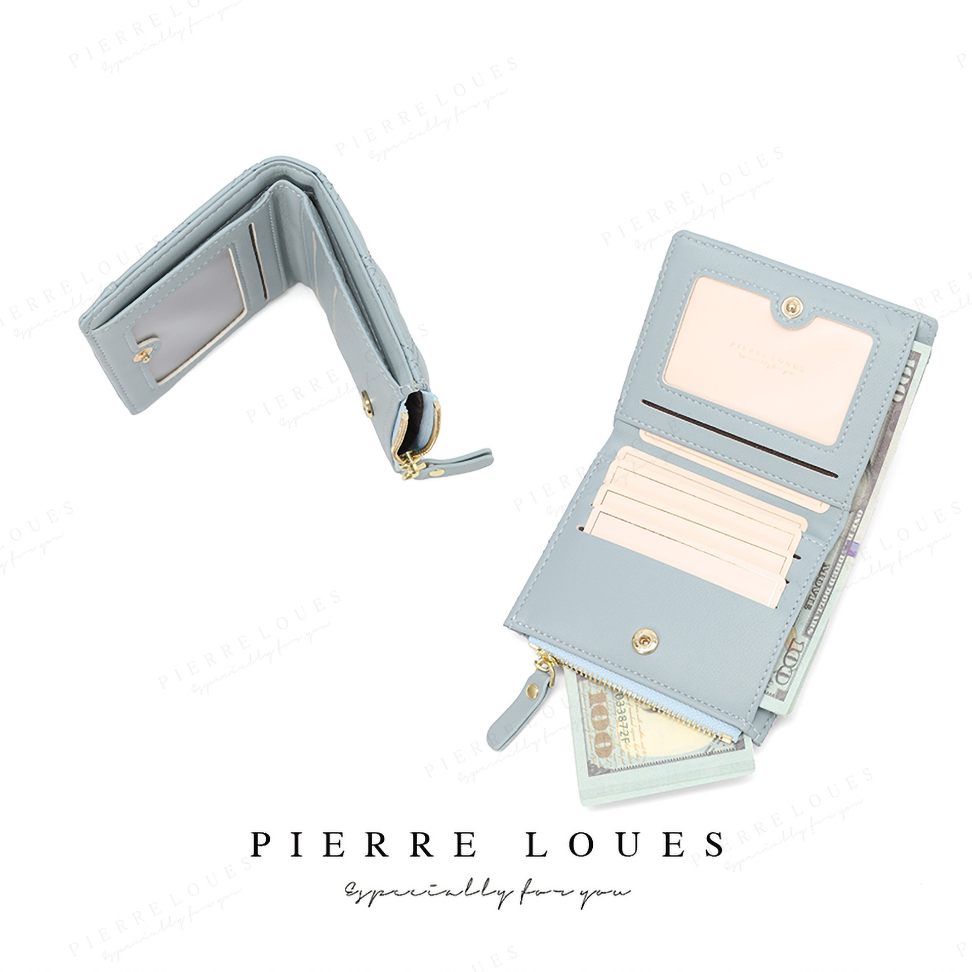 A fashionable new diamond-patterned student high-end wallet with a Korean InS-style short zipper and large capacity for women details Picture