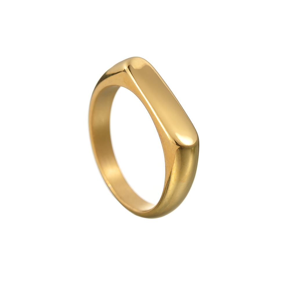 Cross-border new Amazon women's 4MM wide cast plain ring, Instagram cold talk style niche jewelry, popular titanium steel ring Item Picture