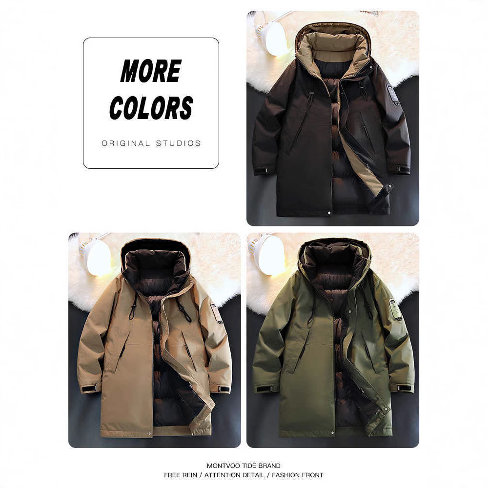 NASA down cotton-padded jacket, men's mid-length military overcoat, winter thickened new cotton-padded jacket, knee-length Northeast thick cotton-padded jacket Specification image