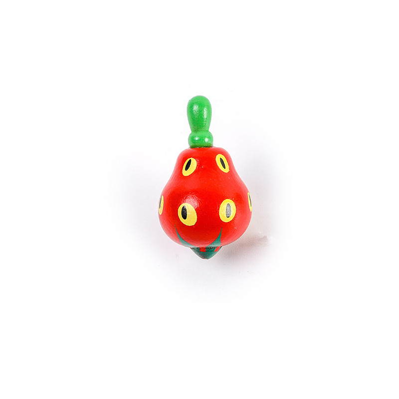 Colorful small wooden fruit gyroscope, traditional nostalgic children's cartoon wooden educational toy, wooden gyroscope craftsmanship details Picture