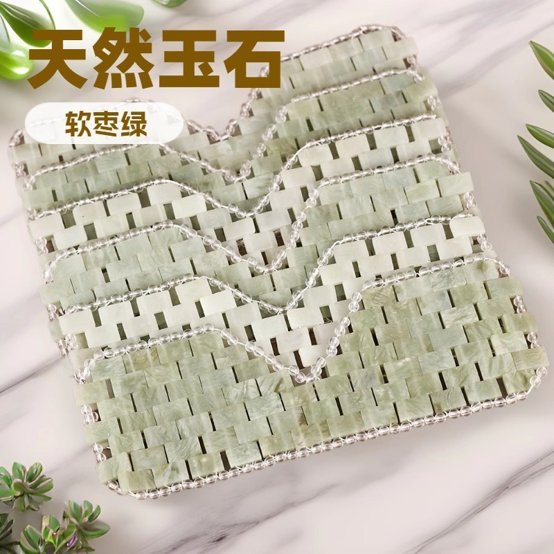 天然玉石眼帘眼罩手工编织清凉冷热敷眼部舒缓按摩眼罩批发跨境