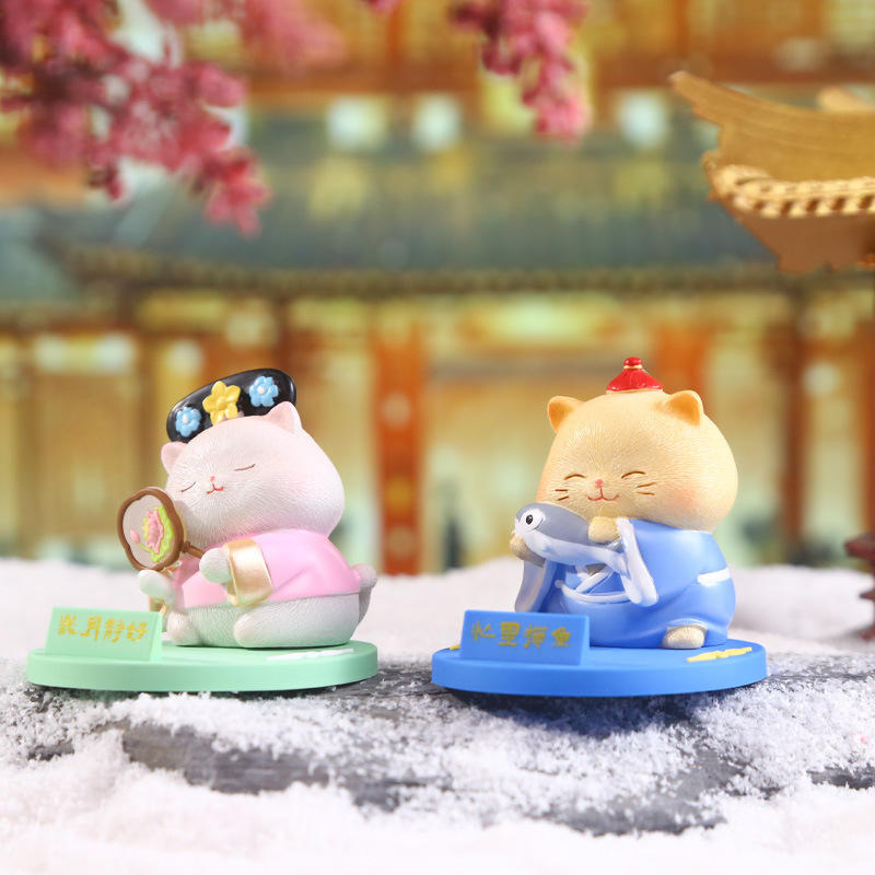 New "Miao Miao Long Live" mobile phone stand, creative home desktop decoration, cartoon cute resin handicraft decoration details Picture