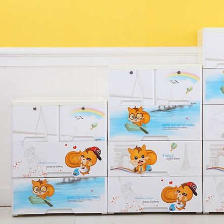 Coffee Bear drawer-type plastic storage cabinet, thickened multi-layer cartoon children's organizing wardrobe, baby storage cabinet details Picture