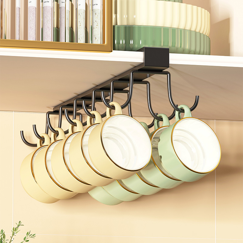 Kitchen hooks, cup storage racks, under-cabinet hanging racks, under-cabinet hooks, suspended spoon racks without drilling holes details Picture