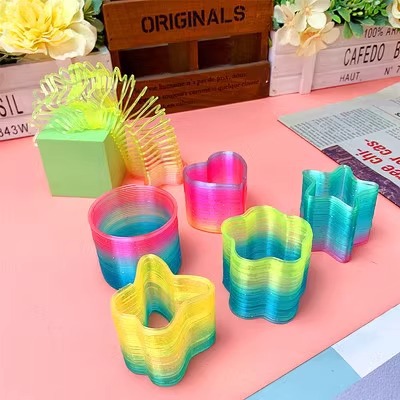 Magic Rainbow Ring, Luminous Spring Ring, Professional elastic ring, children's early education, baby intelligence toy, boys' Stacking Fun details Picture