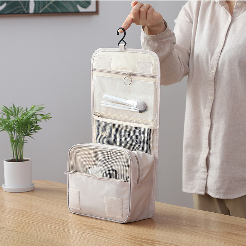 Small-sized portable Korean minimalist and girlish toiletry bag, large-capacity men's makeup bag, hook bag Specification image