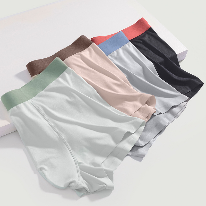 米兰新款莫代尔纯色男士无痕中腰透气平角短裤批发内衣内裤女士三角裤详情1