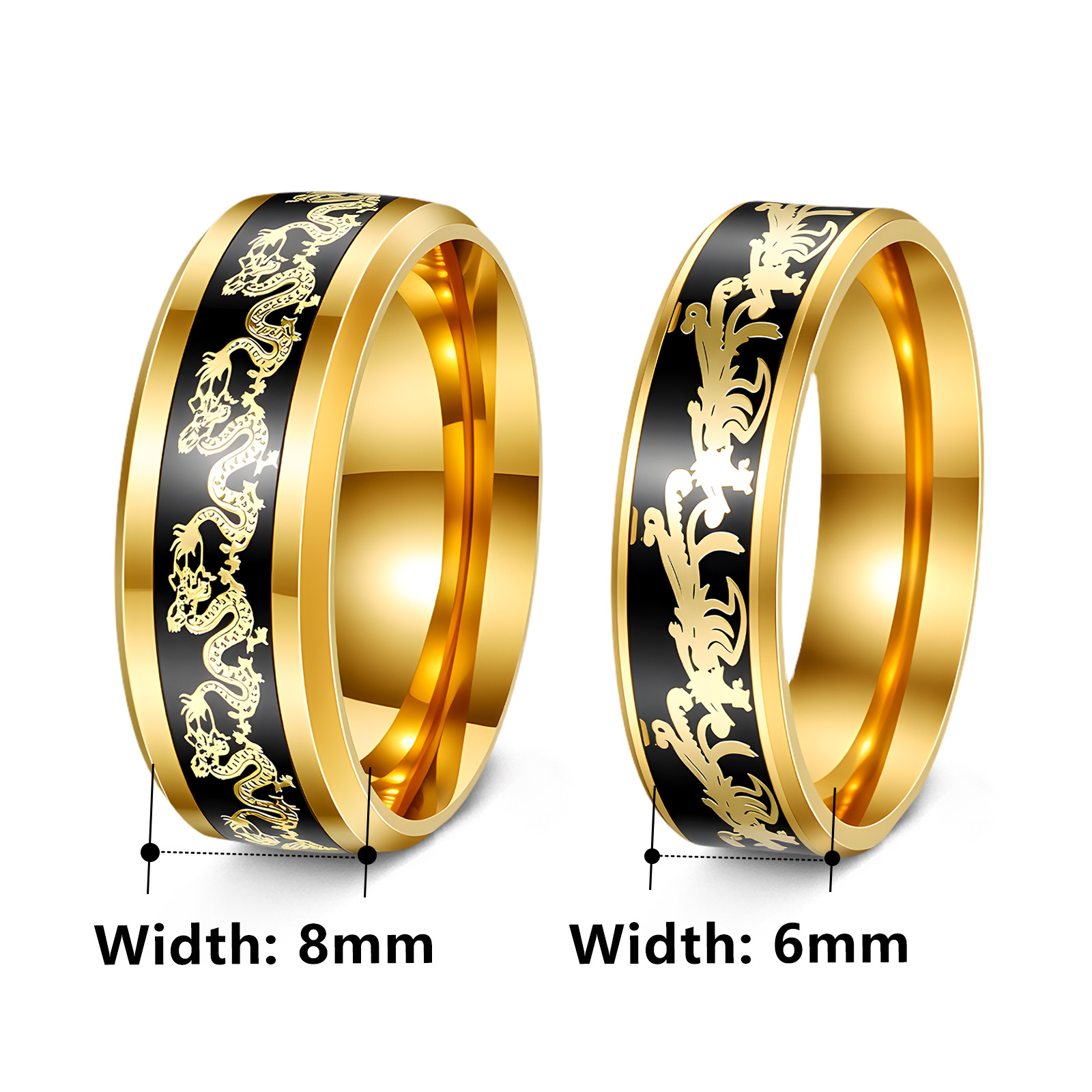 New accessories from Amazon in Europe and America: couple rings, wedding rings, Chinese-style zodiac year rings, Chinese dragon rings, and phoenix rings Item Picture